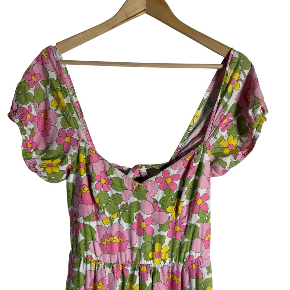 Show Me Your MuMu Cathy Pink Retro Floral Sweetheart Tie Back Puff Maxi Dress M - Picture 7 of 16